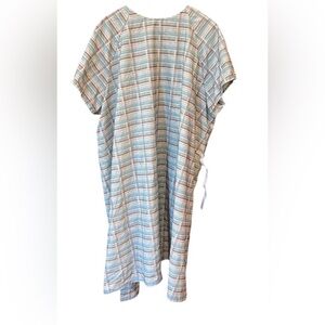 ImageFIRST Plaid Hospital Gown/Robe/Pajamas w/ties in back/ flexible fit sz XXXL